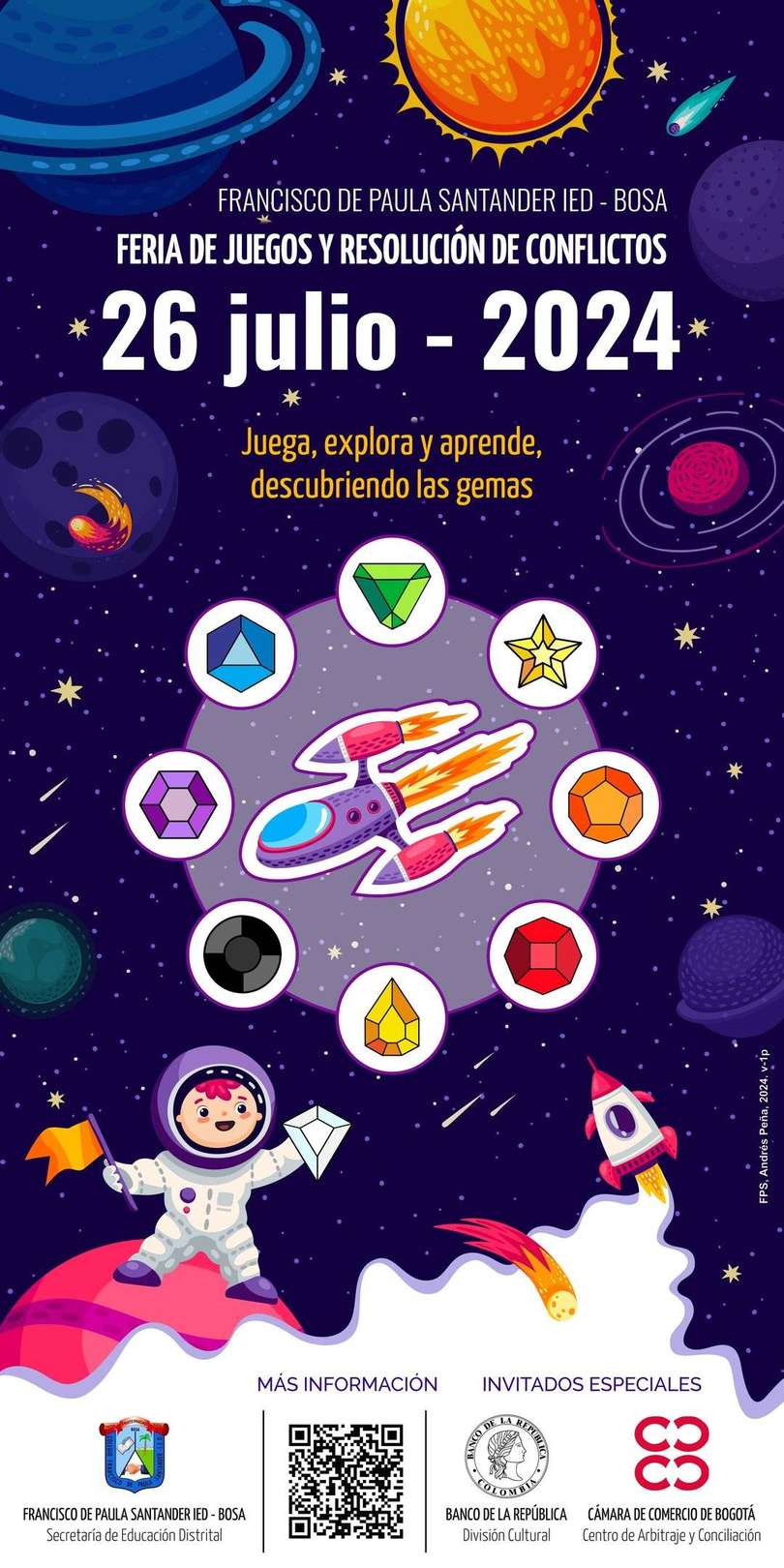Feria de juegos y resolución de conflictos 2024 - Invitación a color.